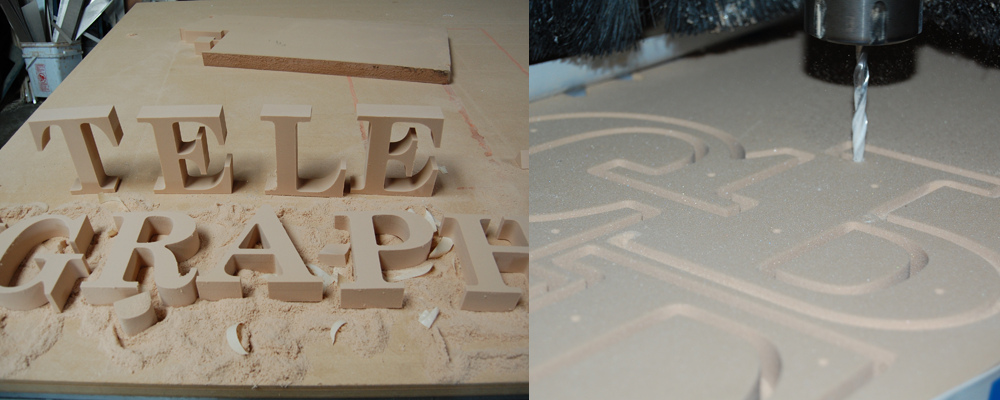 foam letters being cut out